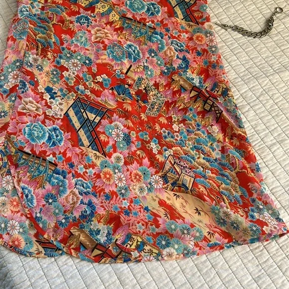 Cute semi sheer Asian Floral Multicolor Summer mini slip Dress​​ - Picture 9 of 15